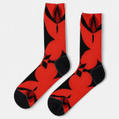 Abstrakte Kunst in Rot und Schwarz Socken (Linkes Detail)