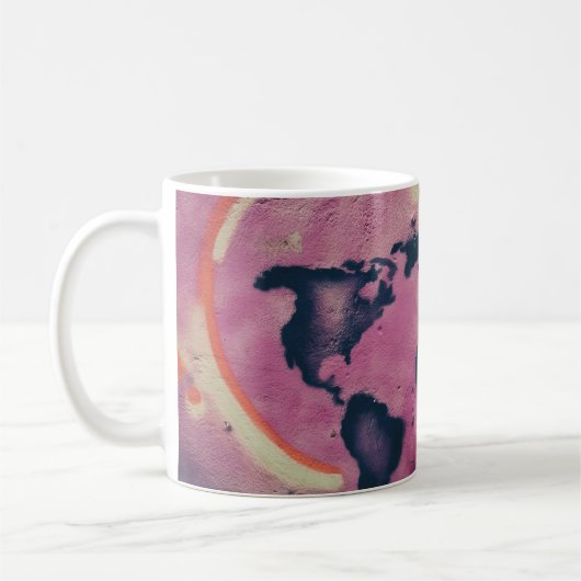 Abstrakte Kunst in Schwarz und Rosa Kaffeetasse (Links)