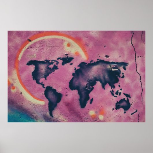 Abstrakte Kunst in Schwarz und Rosa Poster (Vorne)