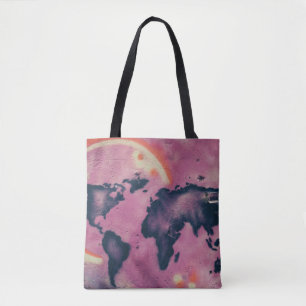 Abstrakte Kunst in Schwarz und Rosa Tasche