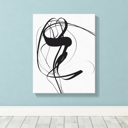 Abstrakte Kunst in Schwarz und Weiß Leinwanddruck (Insitu (Holzboden))