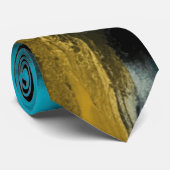 Abstrakte Kunst in Türkis, Gold und Schwarz Krawatte (Gerollt)