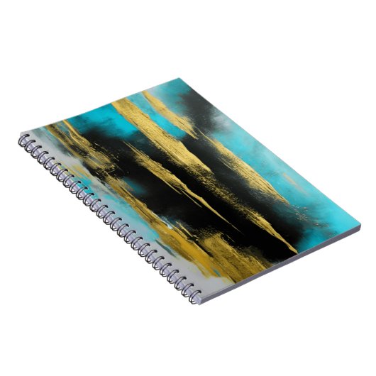 Abstrakte Kunst in Türkis, Gold und Schwarz Notizblock (Rechte Seite)