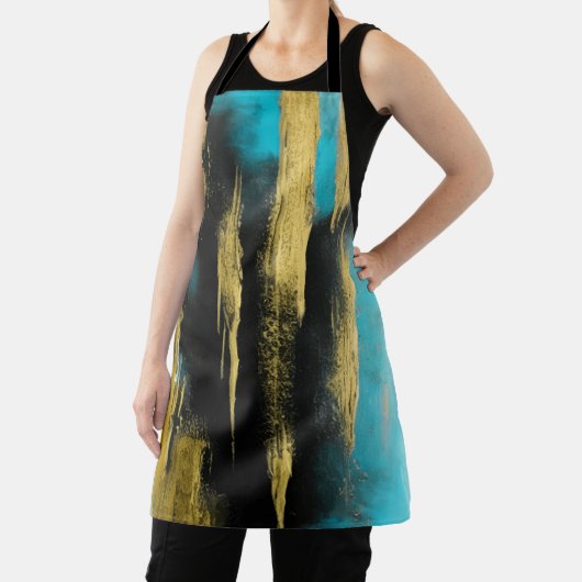 Abstrakte Kunst in Türkis, Gold und Schwarz Schürze (InSitu)