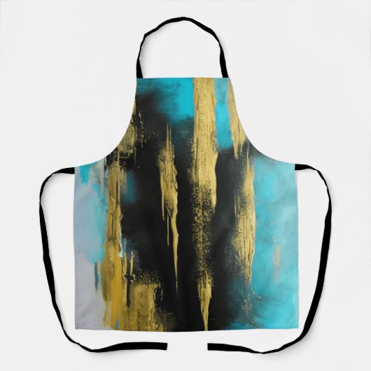 Abstrakte Kunst in Türkis, Gold und Schwarz Schürze (Vorderseite)