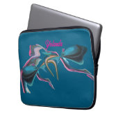 Abstrakte Kunst in Türkis Hot Pink und Orange Laptopschutzhülle (Vorderseite Links)