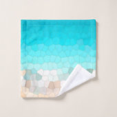 Abstrakte Kunst in türkisfarbenem Pink Badhandtuch Set (Waschlappen)