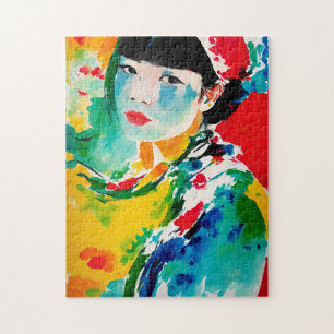 Abstrakte Kunst Japanische Frau Puzzle