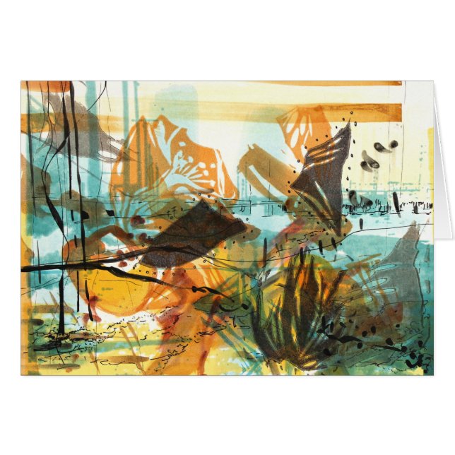 Abstrakte Kunst-Karten-Mohnblumen-städtische (Vorderseite (Horizontal))