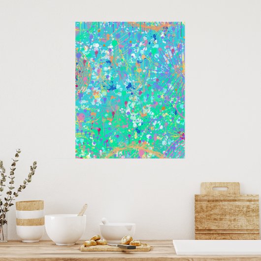 Abstrakte Kunst: Kleine Meerestiere Poster (Küche)