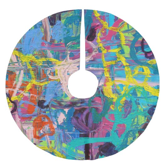Abstrakte Kunst: lebendiger Malausdruck Polyester Weihnachtsbaumdecke (Vorderseite)