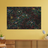 Abstrakte Kunst Leinwand, Leuchtende Neonblumen  Leinwanddruck (Insitu (Wohnzimmer))