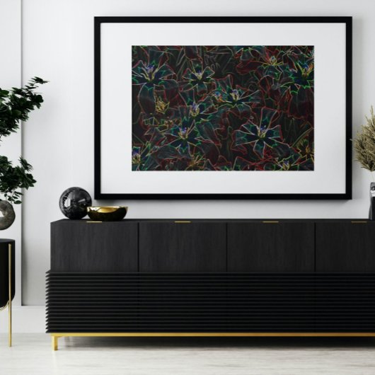 Abstrakte Kunst Leinwand, Leuchtende Neonblumen Leinwanddruck