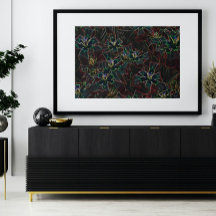 Abstrakte Kunst Leinwand, Leuchtende Neonblumen