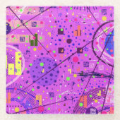 Abstrakte Kunst: Lila Glitch Glasuntersetzer (Vorderseite)