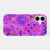 Abstrakte Kunst: Lila Glitch iPhone 16 Hülle (Rückseite (Horizontal))