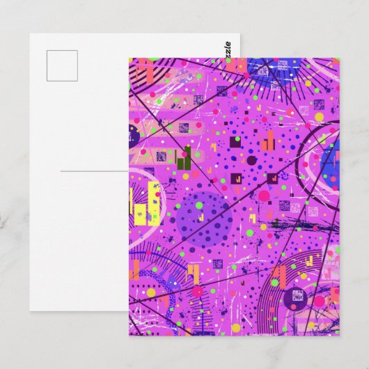Abstrakte Kunst: Lila Glitch Postkarte (Vorne/Hinten)