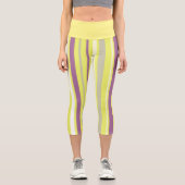 Abstrakte Kunst Lila Grau-Gelb Capri Leggings (Vorderseite)