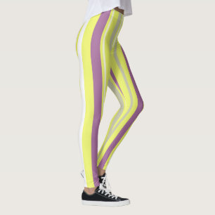 Abstrakte Kunst Lila Graue, gelbe Streifen Leggings