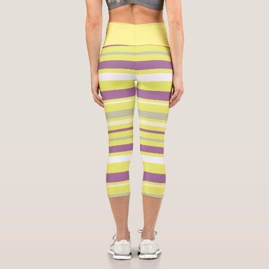 Abstrakte Kunst Lila Graugelbe Capri Leggin Leggings (Rückseite)