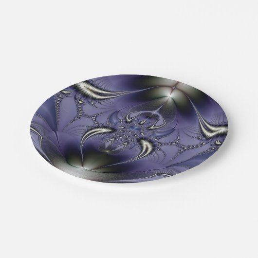 Abstrakte Kunst, Lila Ornament Pappteller (Schrägansicht)