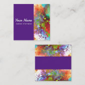 abstrakte  Kunst lila Quadratische Visitenkarte (Vorne/Hinten)