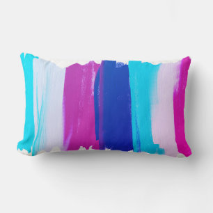 Abstrakte Kunst Linien Streifen Rosa Türkis Kissen