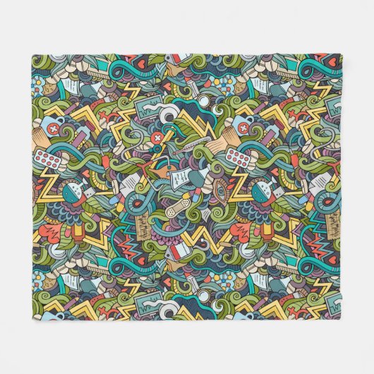 Abstrakte Kunst-medizinisches Ikonen-Muster Fleecedecke (Vorderseite (Horizontal))