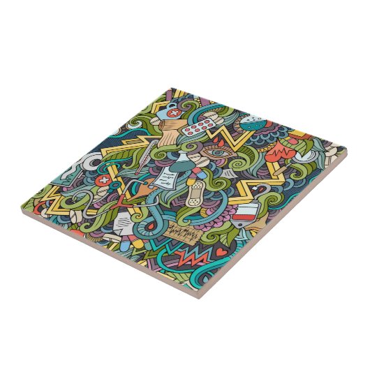 Abstrakte Kunst-medizinisches Ikonen-Muster Fliese (Seite)