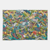 Abstrakte Kunst-medizinisches Ikonen-Muster Geschirrtuch (Horizontal)