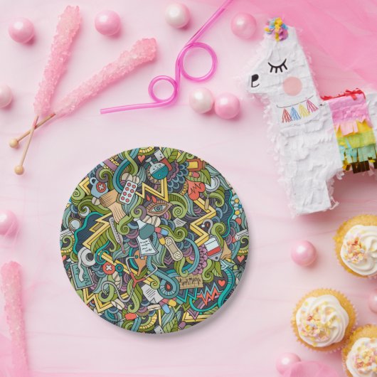 Abstrakte Kunst-medizinisches Ikonen-Muster Pappteller (Party)