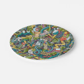 Abstrakte Kunst-medizinisches Ikonen-Muster Pappteller (Schrägansicht)