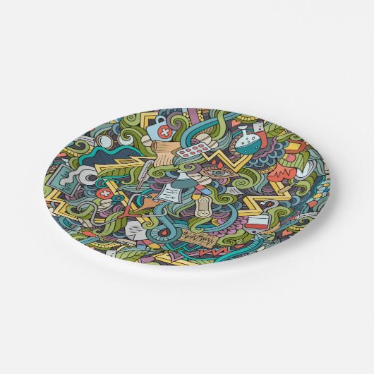 Abstrakte Kunst-medizinisches Ikonen-Muster Pappteller (Schrägansicht)
