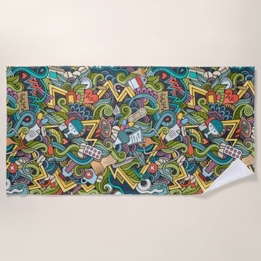 Abstrakte Kunst-medizinisches Ikonen-Muster Strandtuch (Vorderseite)