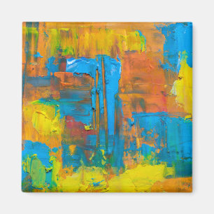 Abstrakte Kunst - mehrfarbiges Orange Abstrakt Acr Magnet