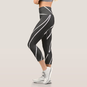 Abstrakte Kunst Minimalismus Grau Weiß Linien Capri Leggings