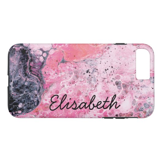 Abstrakte Kunst mit Acrylfarbe gießen | rosa Case-Mate iPhone Hülle (Rückseite (Horizontal))