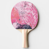 Abstrakte Kunst mit Acrylfarbe gießen | rosa Tischtennis Schläger (Rückseite)
