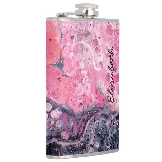 Abstrakte Kunst mit Acrylfarbe | Rosa Schwarz Flachmann (Rechts)