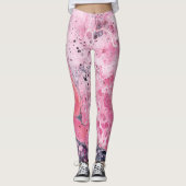 Abstrakte Kunst mit Acrylfarbe | Rosa Schwarz Leggings (Vorderseite)