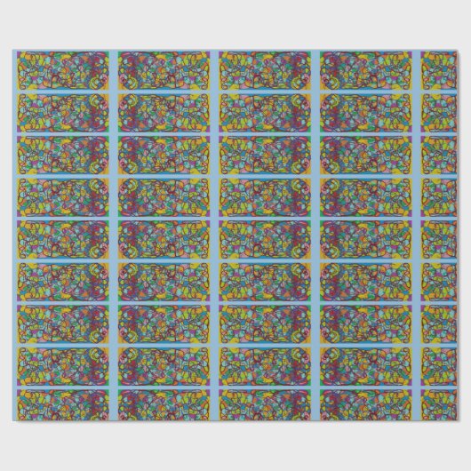 abstrakte Kunst mit Buntglaspanen-Look Geschenkpapier (Flach)