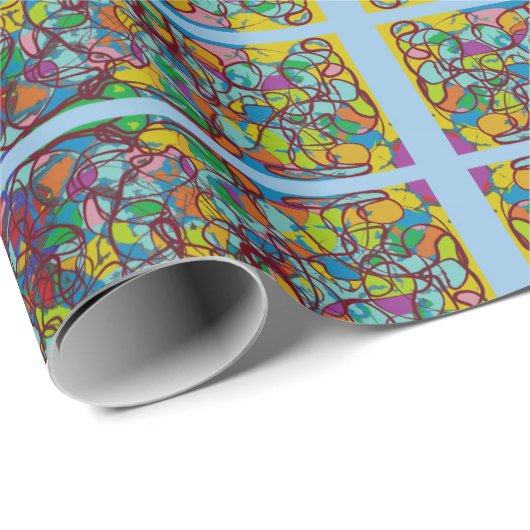 abstrakte Kunst mit Buntglaspanen-Look Geschenkpapier (Rolleneckpunkt)