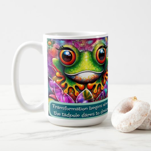 Abstrakte Kunst mit Fröschen, floral, personalisie Kaffeetasse (Mit Donut)