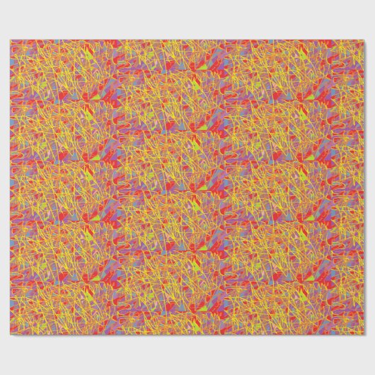 abstrakte Kunst mit gelblicher und blauer Schrift Geschenkpapier (Flach)