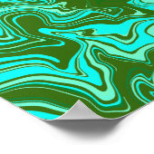Abstrakte Kunst mit grünen und blauen Wirbel Poster (Ecke)