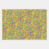 Abstrakte Kunst mit hellgelbem Faden Geschenkpapier Set (Vorderseite 3)