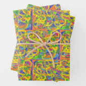 Abstrakte Kunst mit hellgelbem Faden Geschenkpapier Set (Beispiel)