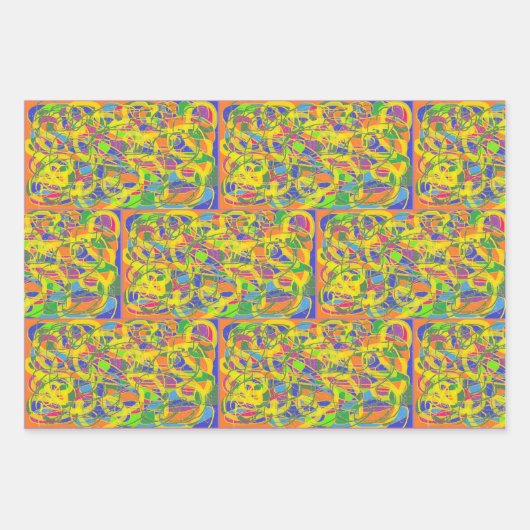 Abstrakte Kunst mit hellgelbem Faden Geschenkpapier Set (Vorderseite)