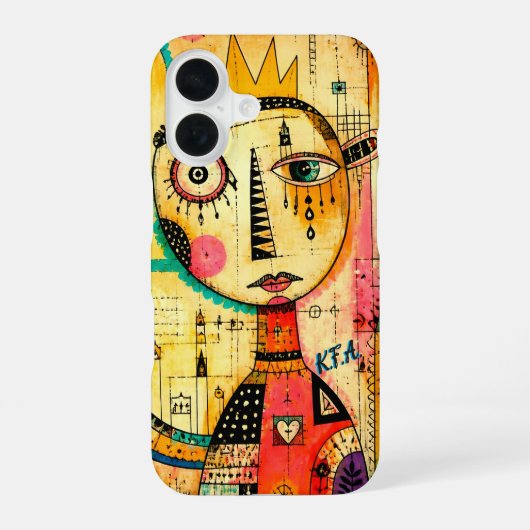 Abstrakte Kunst mit Initialen iPhone 16 Hülle (Rückseite)