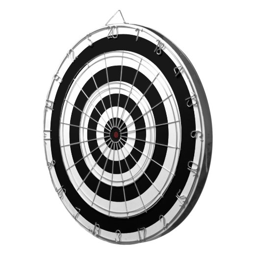 Abstrakte Kunst mit Kreise in Schwarz und Weiß Dartscheibe (Vorderseite rechts)